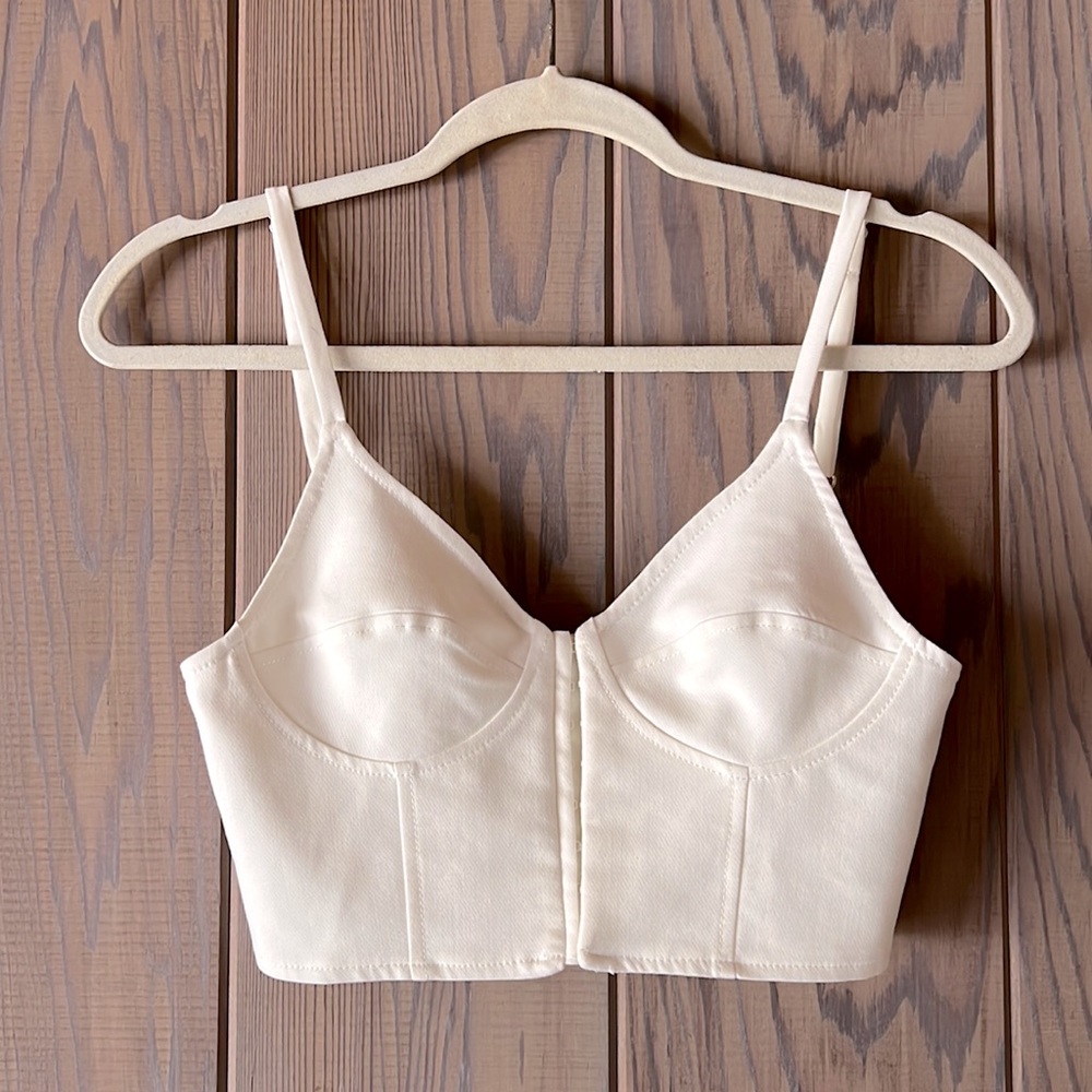 Zara Corset Crop Top, Size XS, Cream